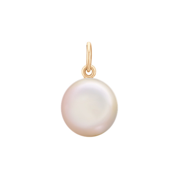 10mm Cultured Freshwater Coin Pearl Solitaire Charm 10mm Cultured Freshwater Coin Pearl Solitaire Charm