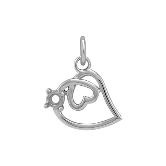 14k White Gold Double-Heart Charm 14k White Gold Double-Heart Charm