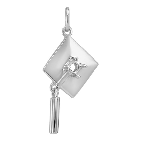14k White Gold Graduation Cap Charm 14k White Gold Graduation Cap Charm