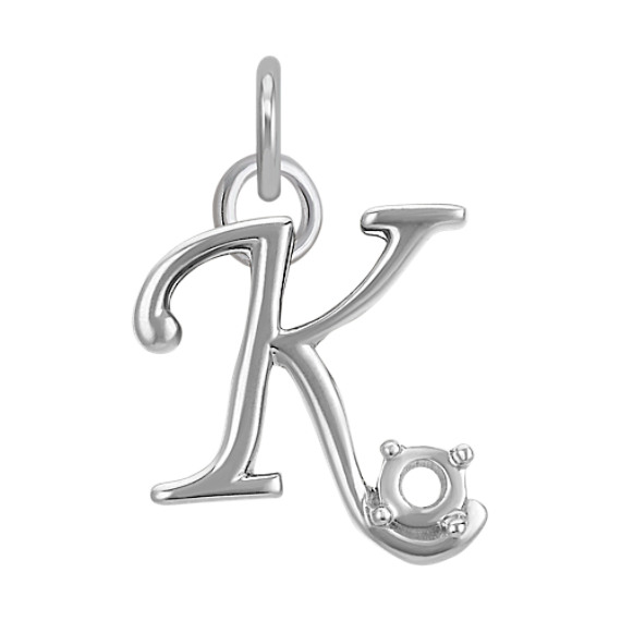 14k White Gold Letter K Charm