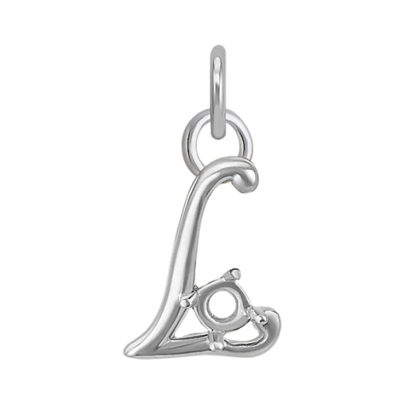 14k White Gold Letter L Charm