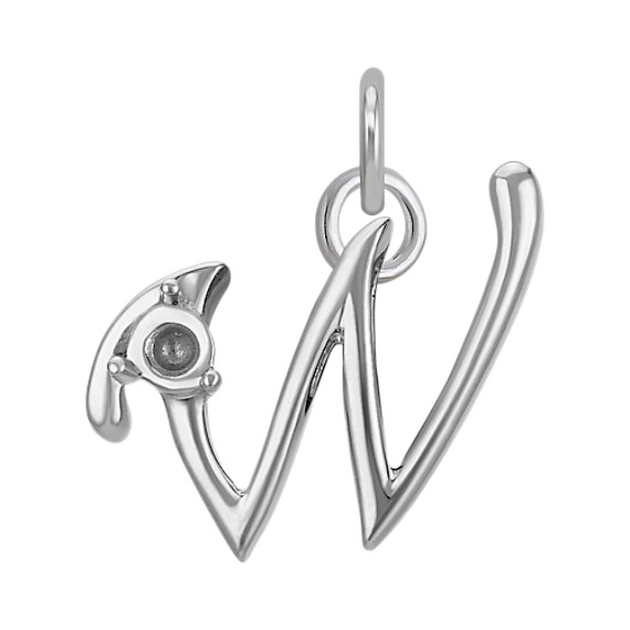 14k White Gold Letter W Charm 14k White Gold Letter W Charm