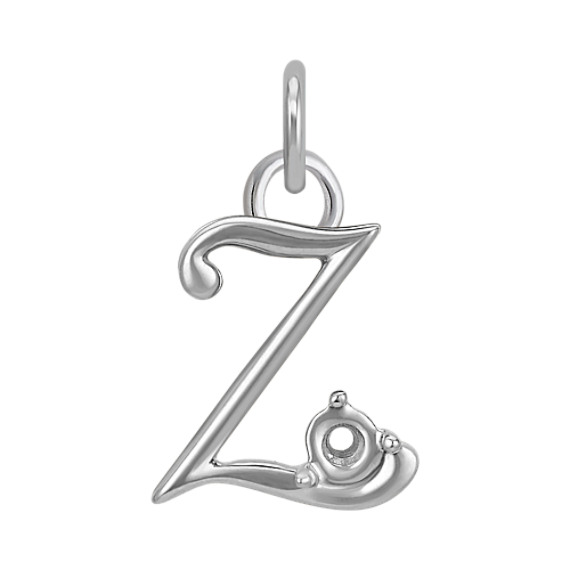 14k White Gold Letter Z Charm