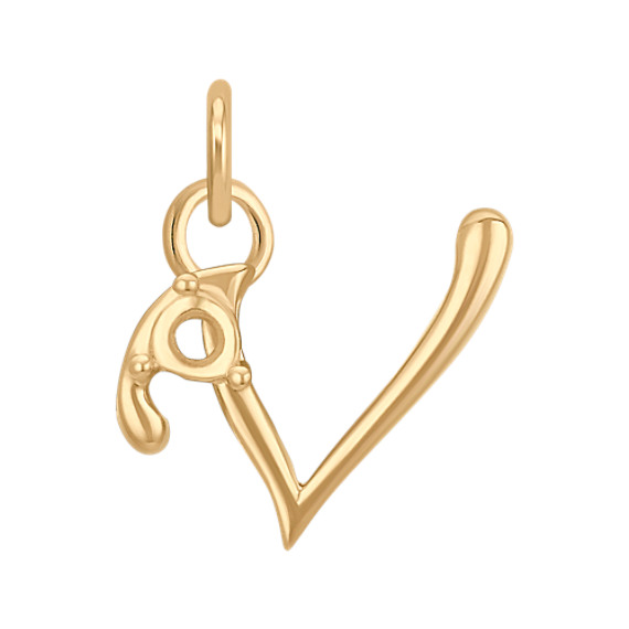 14k Yellow Gold Letter V Charm 14k Yellow Gold Letter V Charm