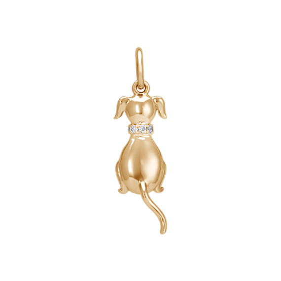 Round Diamond Dog Charm Round Diamond Dog Charm