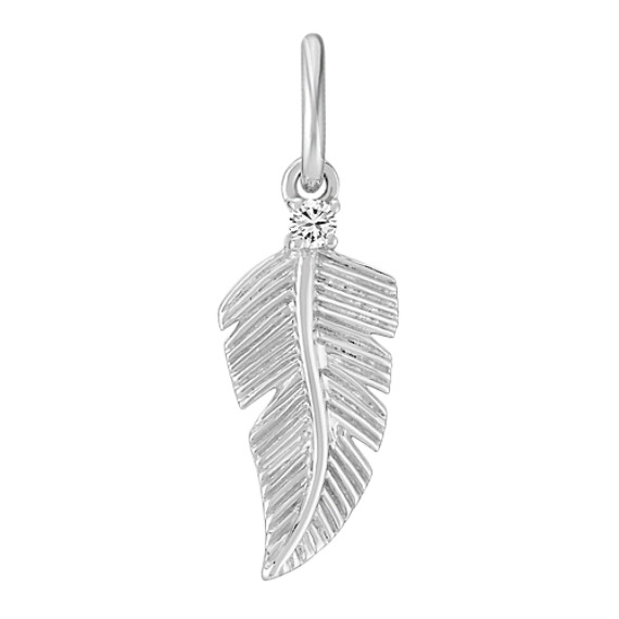 Round Diamond Feather Charm Round Diamond Feather Charm