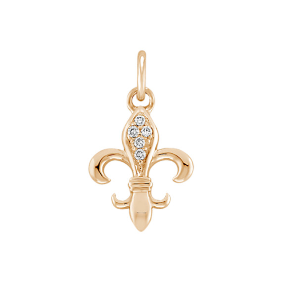 Round Diamond Fleur De Lis Charm Round Diamond Fleur De Lis Charm