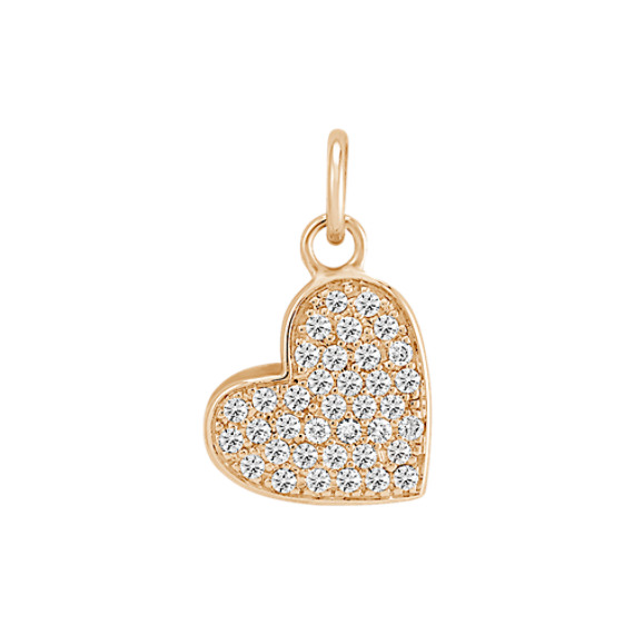 Round Diamond Heart Charm Round Diamond Heart Charm