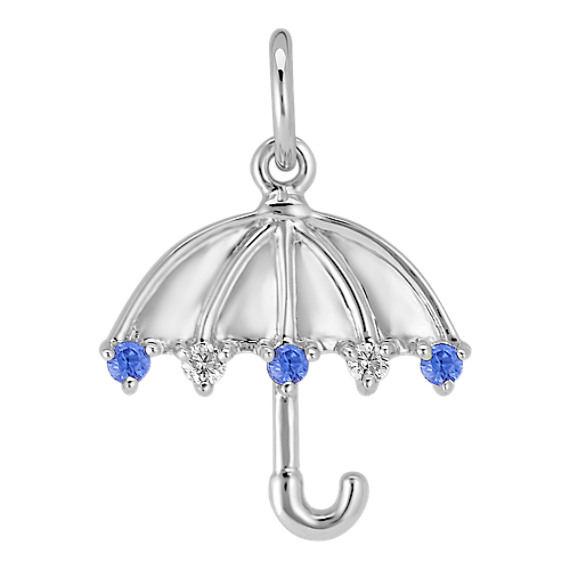 Round Kentucky Blue Sapphire and Diamond Umbrella Charm Round Kentucky Blue Sapphire and Diamond Umbrella Charm