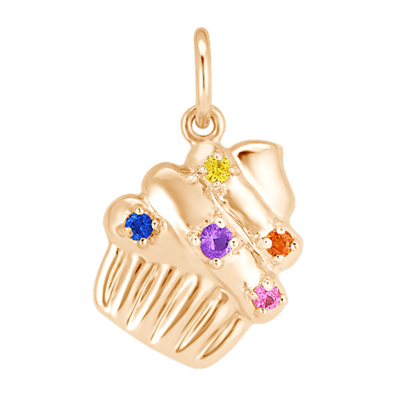 Round Multi-Colored Sapphire Cupcake Charm Round Multi-Colored Sapphire Cupcake Charm