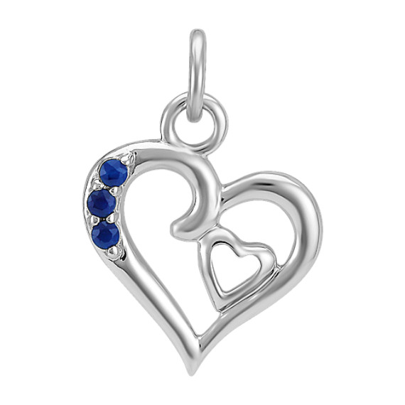 Round Sapphire Double-Heart Charm Round Sapphire Double-Heart Charm