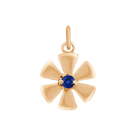 Round Sapphire Flower Charm Round Sapphire Flower Charm