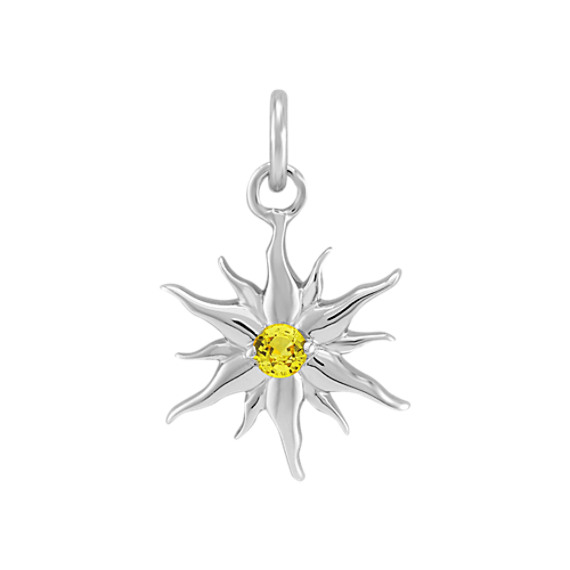 Round Yellow Sapphire Sun Charm Round Yellow Sapphire Sun Charm
