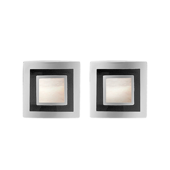 Black Onyx, Mother of Pearl and Sterling Silver Cuff Links Black Onyx, Mother of Pearl and Sterling Silver Cuff Links