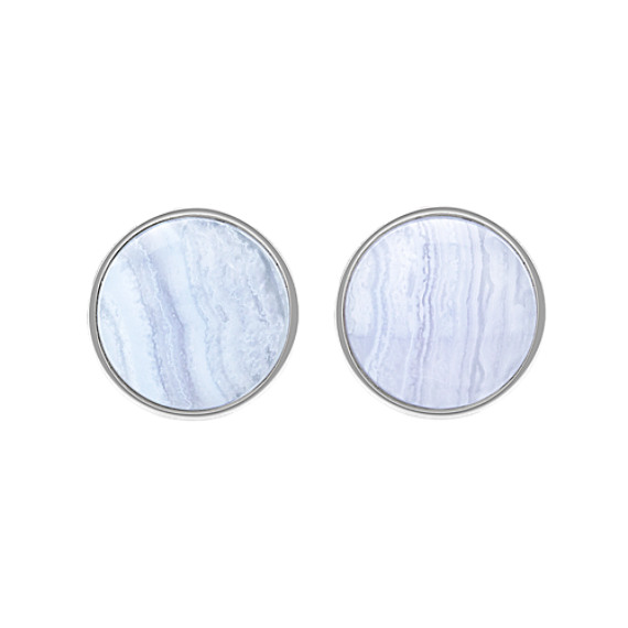 Blue Lace Agate and Sterling Silver Cuff Links Blue Lace Agate and Sterling Silver Cuff Links