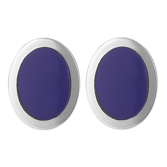 Oval Lapis Cuff Links in Sterling Silver Oval Lapis Cuff Links in Sterling Silver