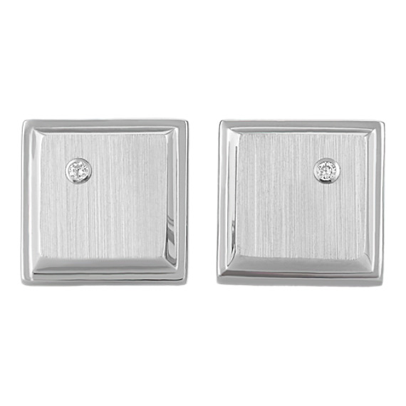 Round Diamond Titanium Cuff Links Round Diamond Titanium Cuff Links