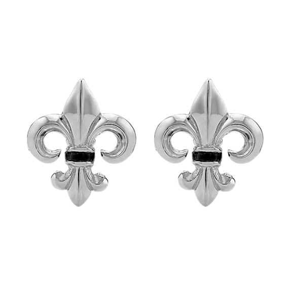 Sterling Silver and Black Onyx Fleur-De-Lis Cuff Links Sterling Silver and Black Onyx Fleur-De-Lis Cuff Links