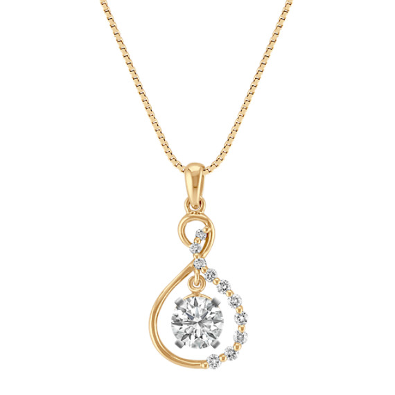 Figure Eight Diamond Pendant in 14k Yellow Gold (18") Figure Eight Diamond Pendant in 14k Yellow Gold (18")