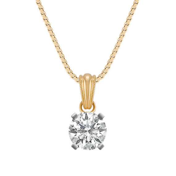 14k Yellow Gold Solitaire Milgrain Pendant (18") 14k Yellow Gold Solitaire Milgrain Pendant (18")