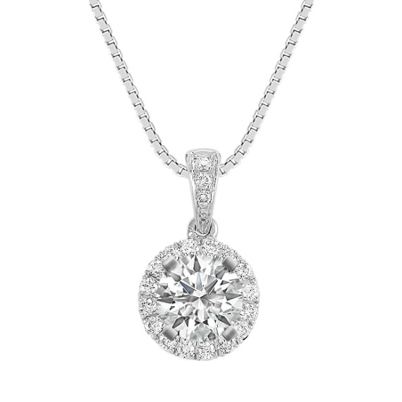 Round Diamond Halo Pendant (18") Round Diamond Halo Pendant (18")