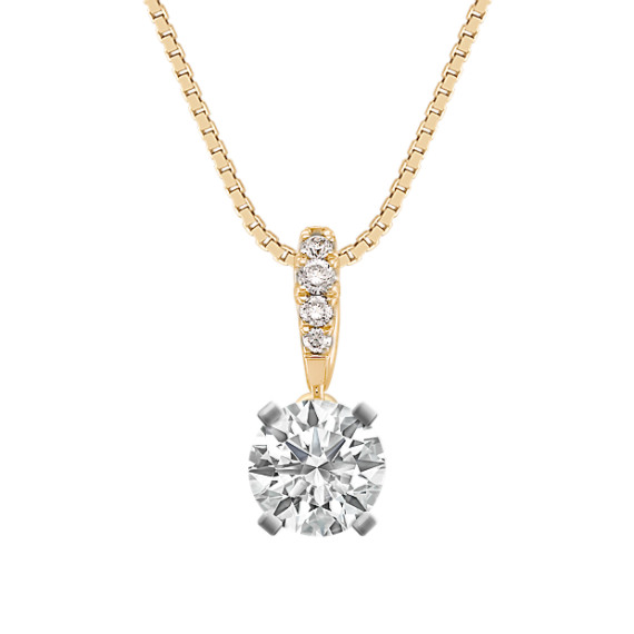 Round Diamond Pendant in 14k Yellow Gold (18") Round Diamond Pendant in 14k Yellow Gold (18")