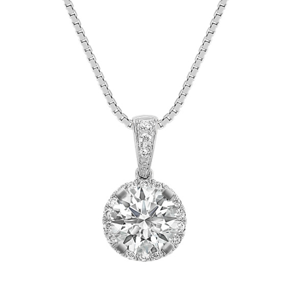 Round Diamond Halo Pendant (18") Round Diamond Halo Pendant (18")