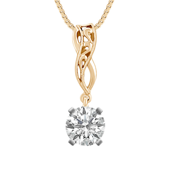 Vine and Milgrain Detailed 14k Yellow Gold Pendant (18") Vine and Milgrain Detailed 14k Yellow Gold Pendant (18")