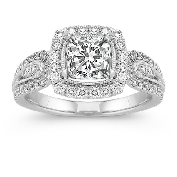 Halo Diamond Platinum Engagement Ring Halo Diamond Platinum Engagement Ring