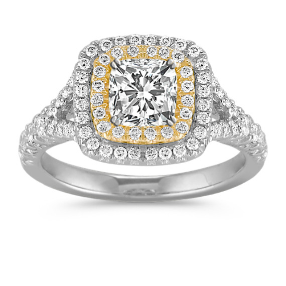Double Halo Diamond Engagement Ring in 14k Two-Tone Gold Double Halo Diamond Engagement Ring in 14k Two-Tone Gold