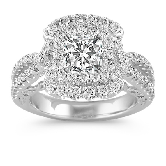 Split Shank Double Halo Vintage Diamond Engagement Ring Split Shank Double Halo Vintage Diamond Engagement Ring