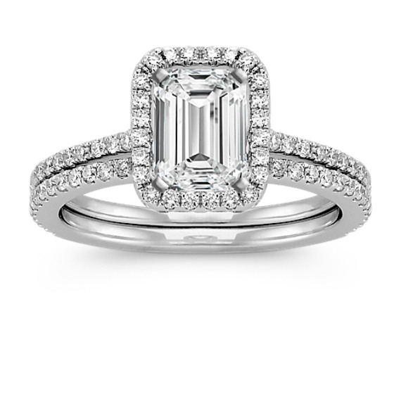 Halo Diamond Wedding Set with Pavé setting Halo Diamond Wedding Set with Pavé setting