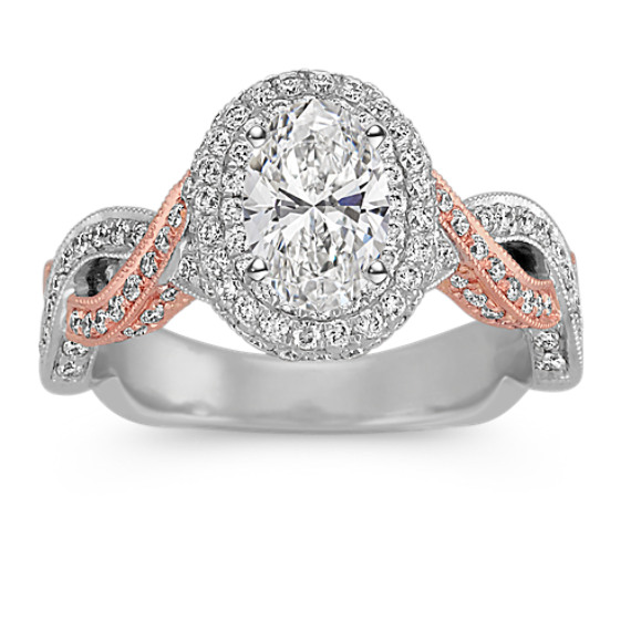 Oval Halo Infinity Engagement Ring in 14k TwoTone Gold Shane Co.