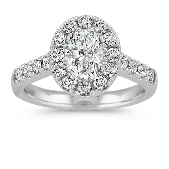 Oval Halo Diamond Engagement Ring in 14k White Gold Oval Halo Diamond Engagement Ring in 14k White Gold