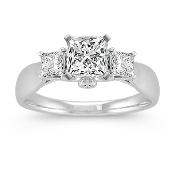Three-Stone Princess Cut and Round Diamond Engagement Ring Three-Stone Princess Cut and Round Diamond Engagement Ring