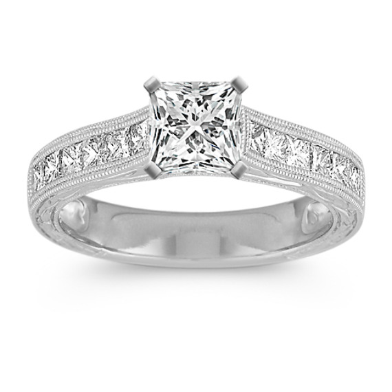 Vintage Cathedral Princess Cut Diamond Engagement Ring with Channel-Setting Vintage Cathedral Princess Cut Diamond Engagement Ring with Channel-Setting