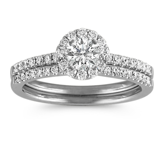Halo Pavé-set Diamond Wedding Set Halo Pavé-set Diamond Wedding Set