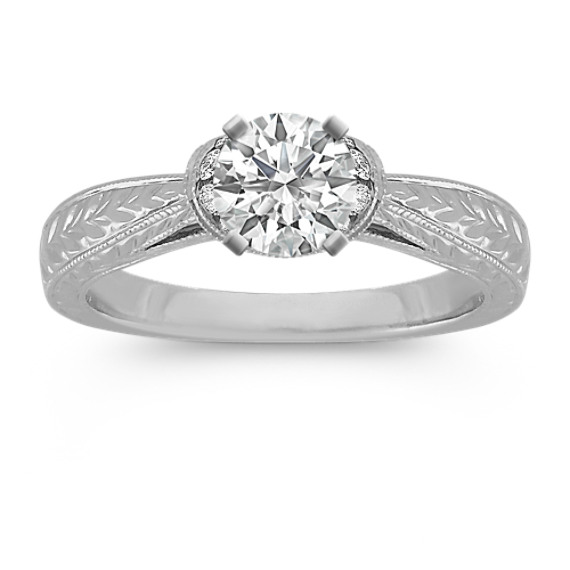 Halo Vintage Diamond Engagement Ring with Engraving Halo Vintage Diamond Engagement Ring with Engraving