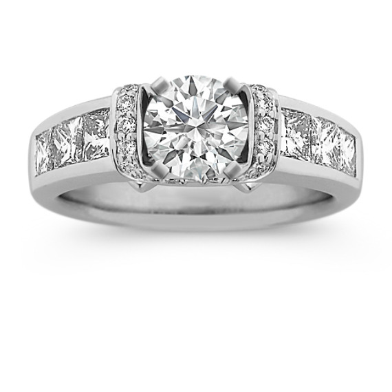 Princess Cut and Round Diamond Engagement Ring Princess Cut and Round Diamond Engagement Ring