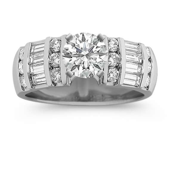 Round and Baguette Diamond Engagement Ring Round and Baguette Diamond Engagement Ring