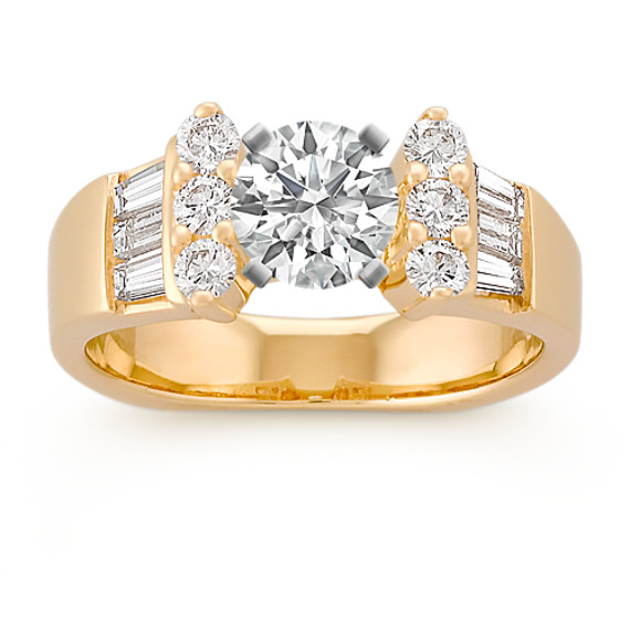 Baguette and Round Diamond Engagement Ring Baguette and Round Diamond Engagement Ring