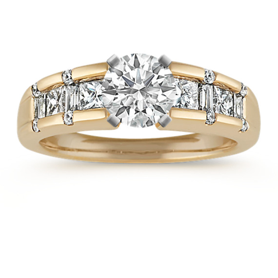 Princess Cut, Baguette, and Round Diamond Engagement Ring Princess Cut, Baguette, and Round Diamond Engagement Ring