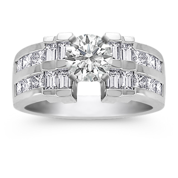 Princess Cut and Baguette Diamond Engagement Ring Princess Cut and Baguette Diamond Engagement Ring