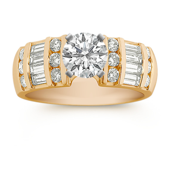 Round and Baguette Diamond Engagement Ring Round and Baguette Diamond Engagement Ring