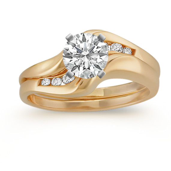 Round Diamond Contour Wedding Set Round Diamond Contour Wedding Set