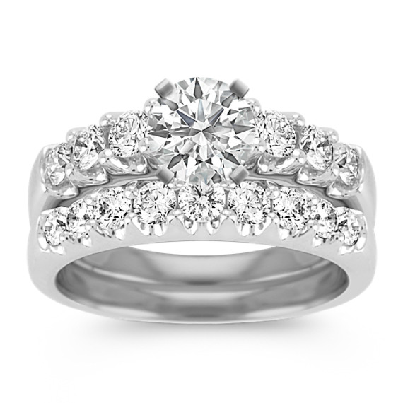 Round Diamond Wedding Set in 14k White Gold Round Diamond Wedding Set in 14k White Gold