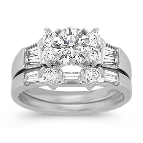 Round and Baguette Diamond Wedding Set Round and Baguette Diamond Wedding Set
