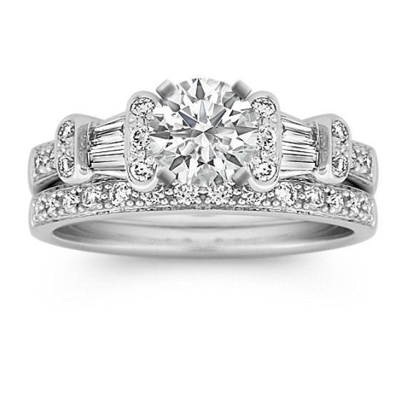 Round and Baguette Diamond Wedding Set Round and Baguette Diamond Wedding Set