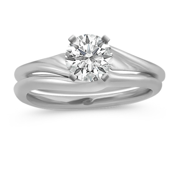 Swirl Solitaire White Gold Wedding Set Swirl Solitaire White Gold Wedding Set