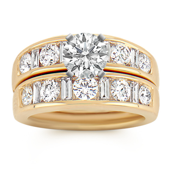 Round and Baguette Diamond Wedding Set Round and Baguette Diamond Wedding Set